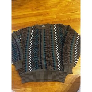 Vintage Sir William Sweater Mens XL Pullover Knit Geometric Grandpa Cosby 3D 90s
